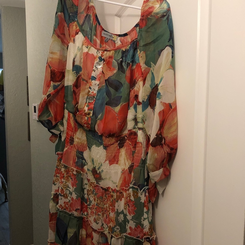 Floral Multicolor Boho Dress new no tags perfect for cruise or beach bohemian - Picture 3 of 9